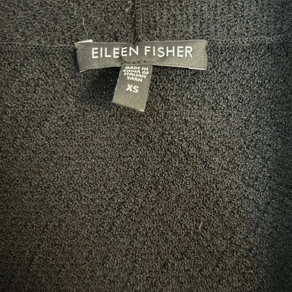 Eileen Fisher Black Wool Open Sweater Vest, XS, Draped Front - Picture 4 of 6
